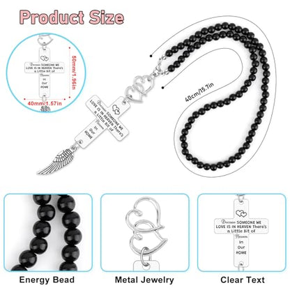 Memorial Car Charm Cross Rear View Mirror Hanging Accessories Sympathy Gift for Loss of Sister Brother Dad Mom Daughter Son Grief Bereavement Remembrance Keepsake Car Interior Decor