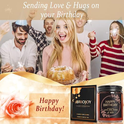 Birthday Gifts for Women Men - Sending Love Hugs Bday Candle for Her Him - 16th18th 21st 30th 40th 50th Happy Birthday Candle Gift for Sister Mom Wife Friends - Jasmine Relaxing Soy Spa Candle - color: Happy Bday-Hug