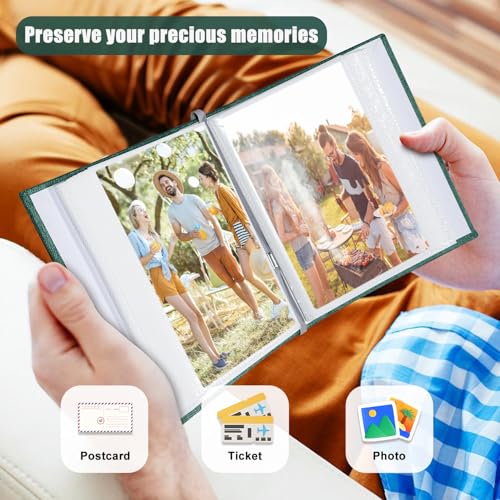 Photo Album 4x6 100 Pockets, Linen Cover Top Loader Vertical, Slip-in Picture Dark Green Pockets Albums for Wedding, Family, Anniversary, Baby, Vacation - color: Dark Greed, size: 100 Pockets