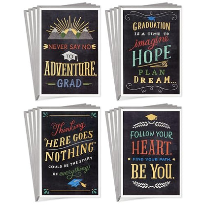 Hallmark Graduation Cards Assortment, Inspirational Quotes (16 Cards with Envelopes) - color: Black