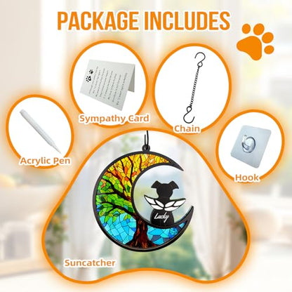 Dog Memorial Suncatcher,Pet Remembrance Gift with Sympathy Card for Loss of Dog,Tree of Life DIY Ornament(Angel Wings) - color: Wing