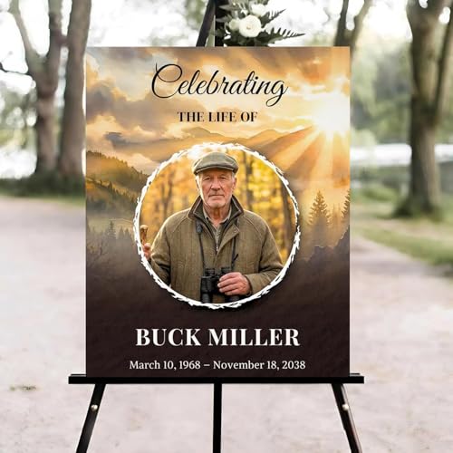 Forest Mountain Funeral Welcome Sign, Celebration of Life Welcome Sign, in Loving Memory Sign, Celebration of Life, Celebration of Life Sign, Memorial Sign with Photo,Funeral Welcome Sign #Tfo12 - color: Version #18