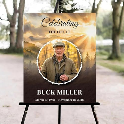 Forest Mountain Funeral Welcome Sign, Celebration of Life Welcome Sign, in Loving Memory Sign, Celebration of Life, Celebration of Life Sign, Memorial Sign with Photo,Funeral Welcome Sign #Tfo12 - color: Version #18