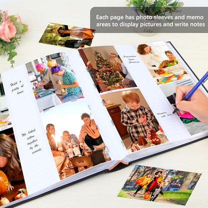 Photo Album 4x6 Vertical 600 Photos with Writing Space, Black - color: Black