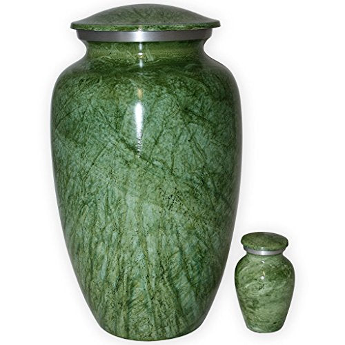 Apollonia Green Adult Cremation Urn - Serene Funeral Urn with a Stunning Faux Marble Finish (Large)