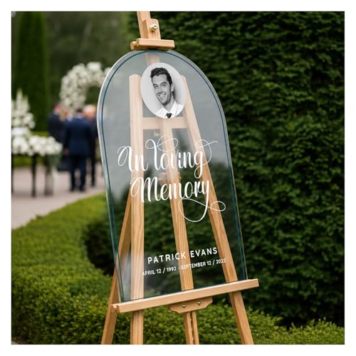 Personalized In Loving Memory Funeral Sign With Photo (Paper) - color: Sign 3