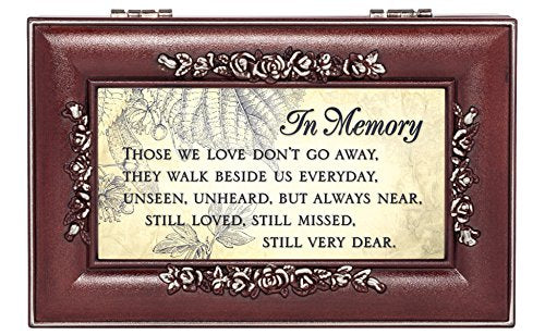 Cottage Garden in Memory Very Dear Rosewood Finish Embossed Jewelry Music Box - Plays Tune Canon in D