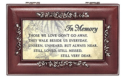 Cottage Garden in Memory Very Dear Rosewood Finish Embossed Jewelry Music Box - Plays Tune Canon in D