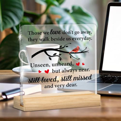 Sympathy Condolence Grieving Keepsake Memorial Gifts for Loss of Mom Dad | in Memory of Loved One Gifts, Those We Love Don't Go Away Acrylic Plaque Sign - color: Sympathy-b