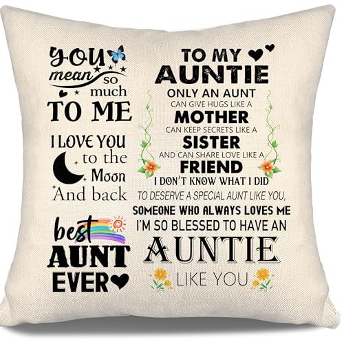 Only an Aunt Can Give Hugs Like A Mother Throw Pillow Covers for Auntie from Niece Nephew Birthday Mother's Day Aunt Present Ideas(Auntie) - color: Auntie