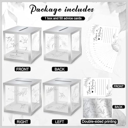 Pajean 50 Pcs Greenery Share a Memory Card, Celebration of Life Cards Box - color: Sliver