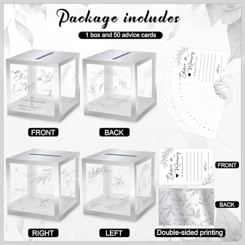 Pajean 50 Pcs Greenery Share a Memory Card, Celebration of Life Cards Box - color: Sliver