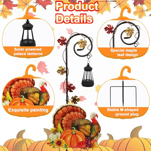 Turkey Solar Lantern Garden Stake Metal Outdoor Thanksgiving Yard Light - color: Turkey