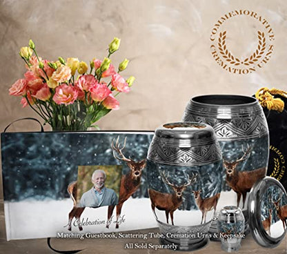 Deer Keepsake Keepsake Urns for Human Ashes with Velvet Gift Box for Cremation Keepsakes for Ashes - Small Cremation Urn and Small Keepsake Urn Set of 4 - color: Divine Deer