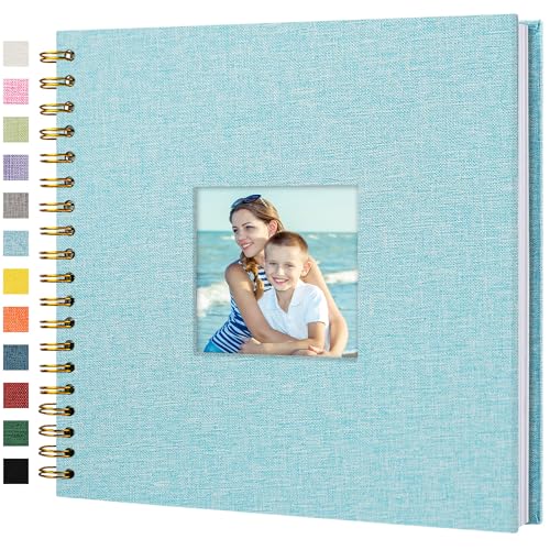 10"x10" Scrapbook Photo Album Linen Cover 20 Sheets 40 Pages White Paper - color: Light Blue, size: 10 Inch 40 Pages