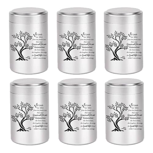 Small Urns for Human Ashes Set of 6 Mini Urn for Ashes 3 inches Keepsake Urns for Ashes container Memorial Ashes Container for Sharing Small Keepsake aluminum Urns Memorial Ashes Holder - size: Silver