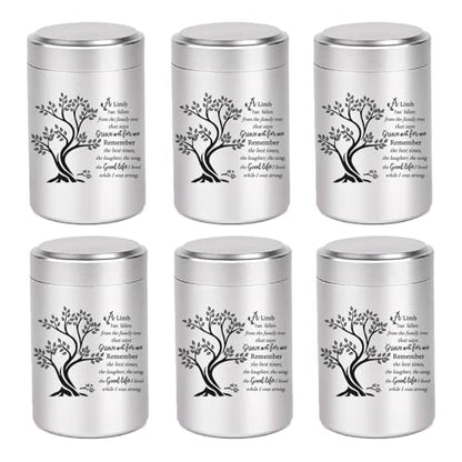 Small Urns for Human Ashes Set of 6 Mini Urn for Ashes 3 inches Keepsake Urns for Ashes container Memorial Ashes Container for Sharing Small Keepsake aluminum Urns Memorial Ashes Holder - size: Silver