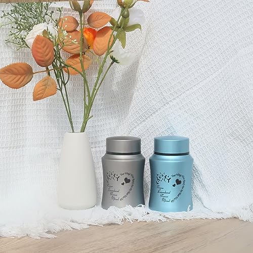 4.5 Inches High Small Urn for Human Ashes Stainless Steel Mini Cremation Urn Small Keepsake Urn Memorial Ashes Container-Blue - size: Heart-Blue