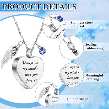 Jexine 10 Pcs Urn Necklace Cremation Jewelry for Men - color: Blue, Purple