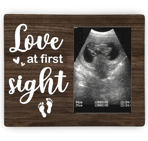 Love at First Sight Picture Frame, Ultrasound Photo Frame Gifts for Expecting Mom, Dad, Baby Sonogram Wodden Frame, 4x6 inch Photo - style: Love at First Sight 4x6