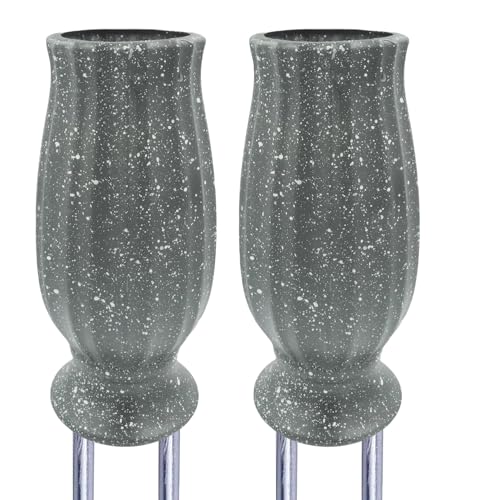 2PCS Cemetery Vases for Grave-Durable Plastic Grave Vases Flower Holder with Metal Spikes Bow Decor for Cemetery Headstones, Outdoor Grave Decorations for Memorial Gifts for Loss of Loved One - Grey - color: Gray