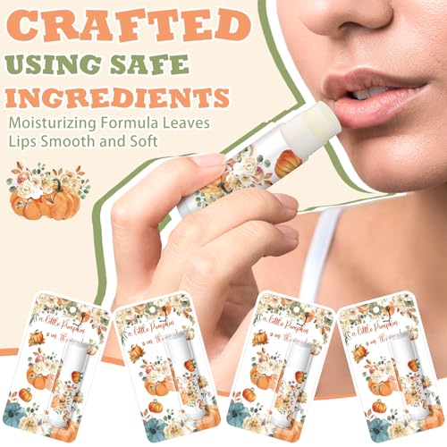 30 Pack Fall Little Pumpkin Baby Shower Games Prizes Gifts Bulk Pumpkin Pie Scented Lip Balms Favors for Boys Girls Gender Reveal Decorations Halloween Autumn Thanksgiving Baby Shower Bags Stuffer - style: Little Pumpkin