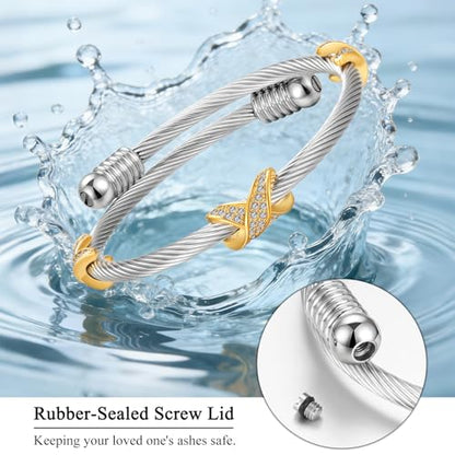 Abooxiu Stainless Steel Ash Bracelet for Men & Women - Memorial Ashes Holder, Filling at Both Ends - color: Infinity-Silver