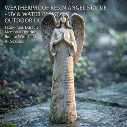 Ivy Home Resin Garden Statue Standing Praying Angel Garden Statuary for Outdoor Decor