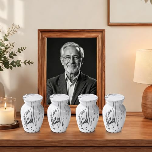 Small Keepsake Cremation Urns for Human Ashes, Memorial Urns, Achromatic - color: Marble-effect