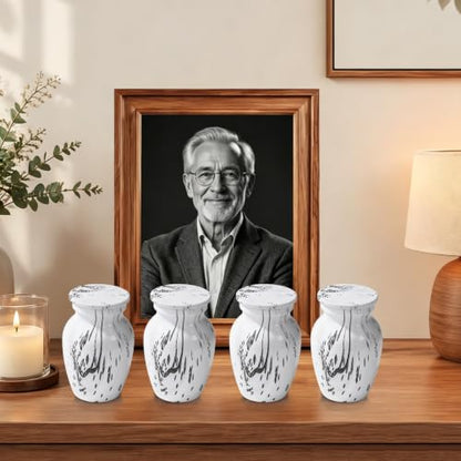 Small Keepsake Cremation Urns for Human Ashes, Memorial Urns, Achromatic - color: Marble-effect