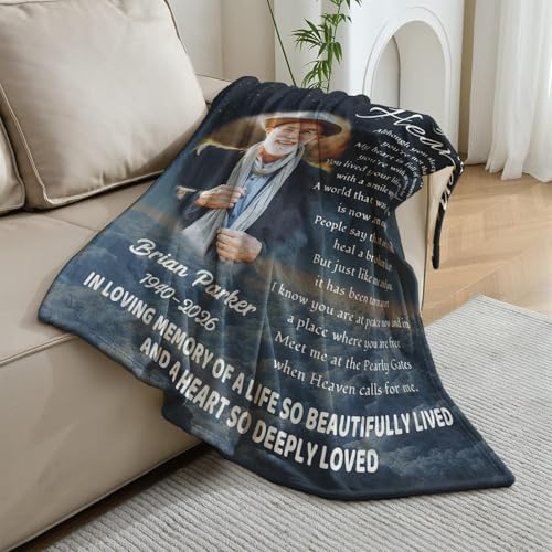 Vsmoedb Custom Memorial Blanket with Pictures for Loss of Loved One - color: Select12