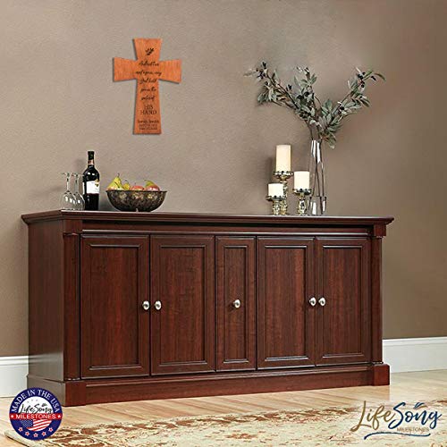 LifeSong Milestones Personalized Wooden Memorial Wall Cross Hanging 7x11 Bereavement Gift Loss of Loved One Celebration of Life In Loving Memory Remembrance Until We Meet Again (Adult) (Cherry) - color: Cherry