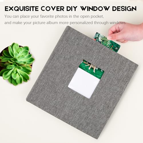Aevdor 5x7 Photo Album, 240 Photos, Writing Space, Linen Cover, Grey - color: Grey