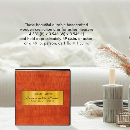 Personalized Small Wooden Cremation Urn: Cherished Keepsake for Loved Ones - Elegant Memorial Gift & Keepsake Box (Light Brown) - color: Light Brown Personalized