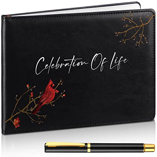 Yingzhao Memorial Funeral Guest Book with Pen 144 Pages Cardinal Funeral Guest Sign in Book for Memorial Service Celebration of Life Party Supplies in Loving Memory(Celebration of Life) - style: Celebration of Life