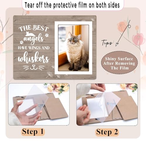 Cats Memorial Picture Frame,The Best Angels Have Wings and Whiskers,Wooden Pet Remembrance Gift for Cat Owners, Sympathy Gift for Loss of a Cat(4 x 6 Photo) - color: Cat