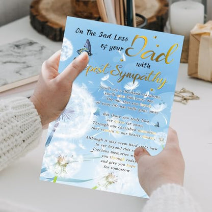 Sympathy Card for Loss of Dad, Heartfelt Condolence Gift | Heartfelt Memorial Poem, Double-Sided 8 x 5.3 Inches, Sympathy Card with Envelope for Grieving Daughters, Sons, Families - style: Card-248