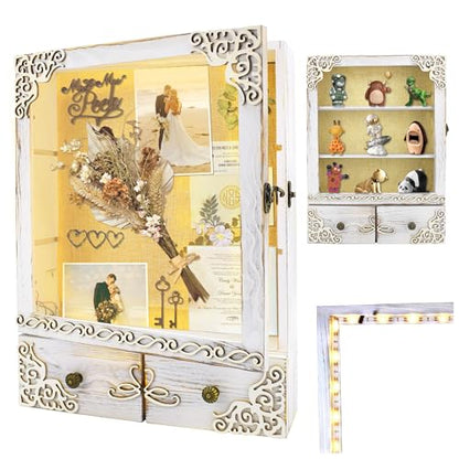 11x16 Wedding Shadow Box Frame with Shelves, White - color: Classic White