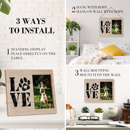 Dog Picture Frames, Puppy Photo Frame, Love Dogs Frames For Pictures, Pet Memorial Gifts, Farmhouse Home Living Room Bedroom Office Decoration -04 - style: Love Dogs 4