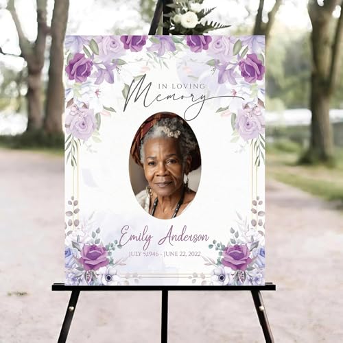 Purple Roses Funeral Welcome Sign, Celebration of Life Welcome Sign, in Loving Memory Sign, Celebration of Life Funeral Sign, Celebration of Life Sign, Memorial Sign with Photo #ghg12 - color: Version #13