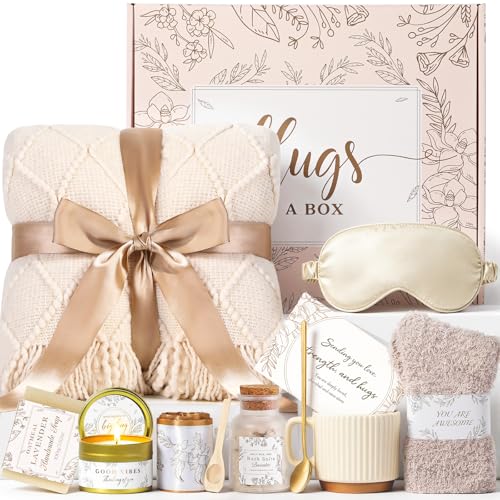 Get Well Soon Gifts Basket for Women, Care Package Post Surgery Gift Basket - color: White