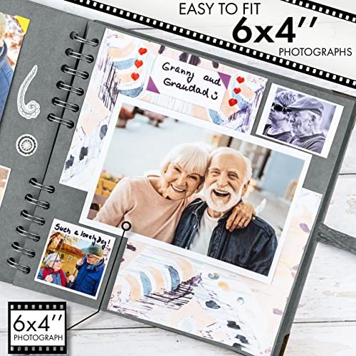 Scrapbook Album, 60 Pages, 8 x 8 Inch, Grey Photo Album, Scrap Book | Hardcover with Thick 200 GSM Kraft Paper, Ideal for Your Scrapbooking Albums, Art & Craft Projects (Grey, 8 x 8 Inch) - color: Grey, size: 8 X 8 Inch