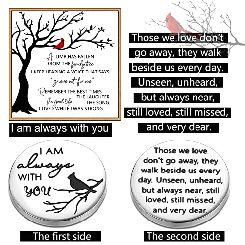 Cardinal Pocket Hug Token I am Always with You Memorial Gifts for Women Men Funeral Memory Presents Remembrance Sympathy Gifts Memorial Jewelry for Loss with Card and Box