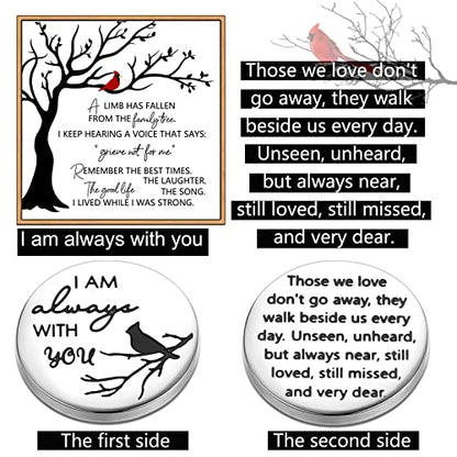 Cardinal Pocket Hug Token I am Always with You Memorial Gifts for Women Men Funeral Memory Presents Remembrance Sympathy Gifts Memorial Jewelry for Loss with Card and Box
