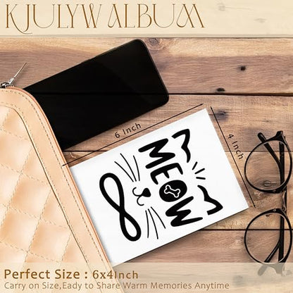 Cat Photo Album 4x6, Cat Mom Lady Lovers Gifts, Cute Black and White Kitty Meow Small Memory Photo Album Book for 18 Pockets Hold 36 Pictures, Photobook for Cats Enthusiast - color: Meow