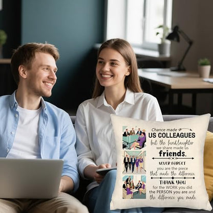 Coworkers Leaving Gifts Chance Made Us Colleagues Throw Pillow Cover Funny Going Away Farewell Gifts for Coworkers Women Men Birthday Thank You Gift Best Cowokers (Colleague) - color: Colleague