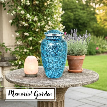 Alpha Living Home Cremation Urn for Human Ashes, Blue, Adult - color: Dark Blue/Silver/Black, size: Classic Marble 11"H x 6"W