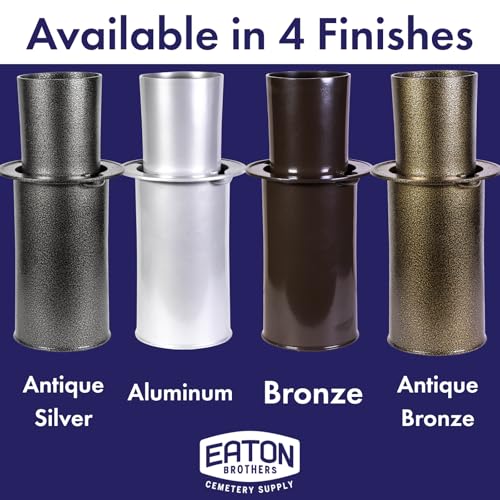 Lifetime Cemetery Vase – Antique Silver Vase Complete – Durable Memorial Flower Vase for Gravesites - color: Antique Silver