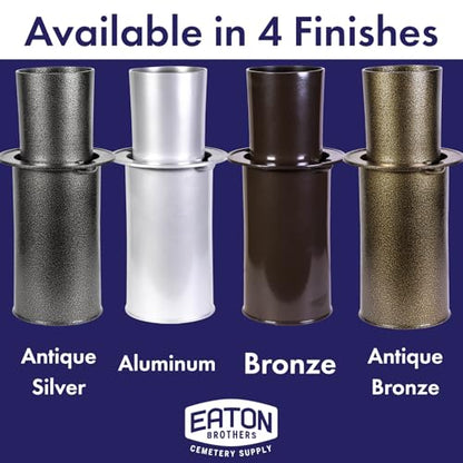 Lifetime Cemetery Vase – Antique Silver Vase Complete – Durable Memorial Flower Vase for Gravesites - color: Antique Silver