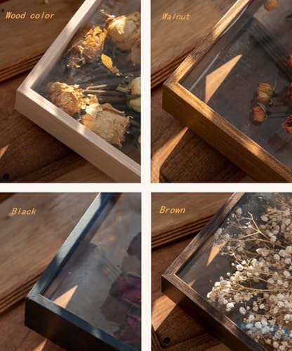 JOSON 2 packsWooden Dried Flower Photo Frame Dried Flower Display Stand Decorative Floating Photo Frame (brown 4x6) - color: Brown-4x6